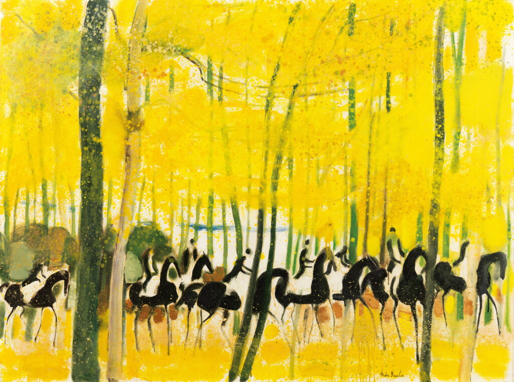 View full screen - View 1 of Lot 206. Cavaliers dans la forêt en automne .