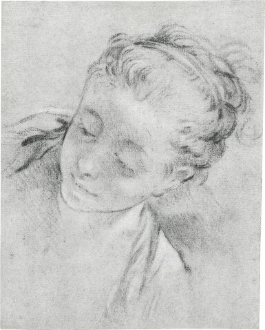 View full screen - View 1 of Lot 1304. Recto: Study of a young woman's head; Verso: Study of a Bearded Man Wearing a Helmet.