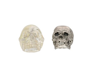 View full screen - View 1 of Lot 323. A rock crystal skull and a silver skull box, London, 1873.