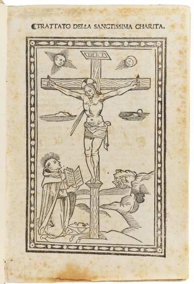 View full screen - View 1 of Lot 95. Dominici, Trattato della sanctissima charita, Siena, 1513, later vellum.