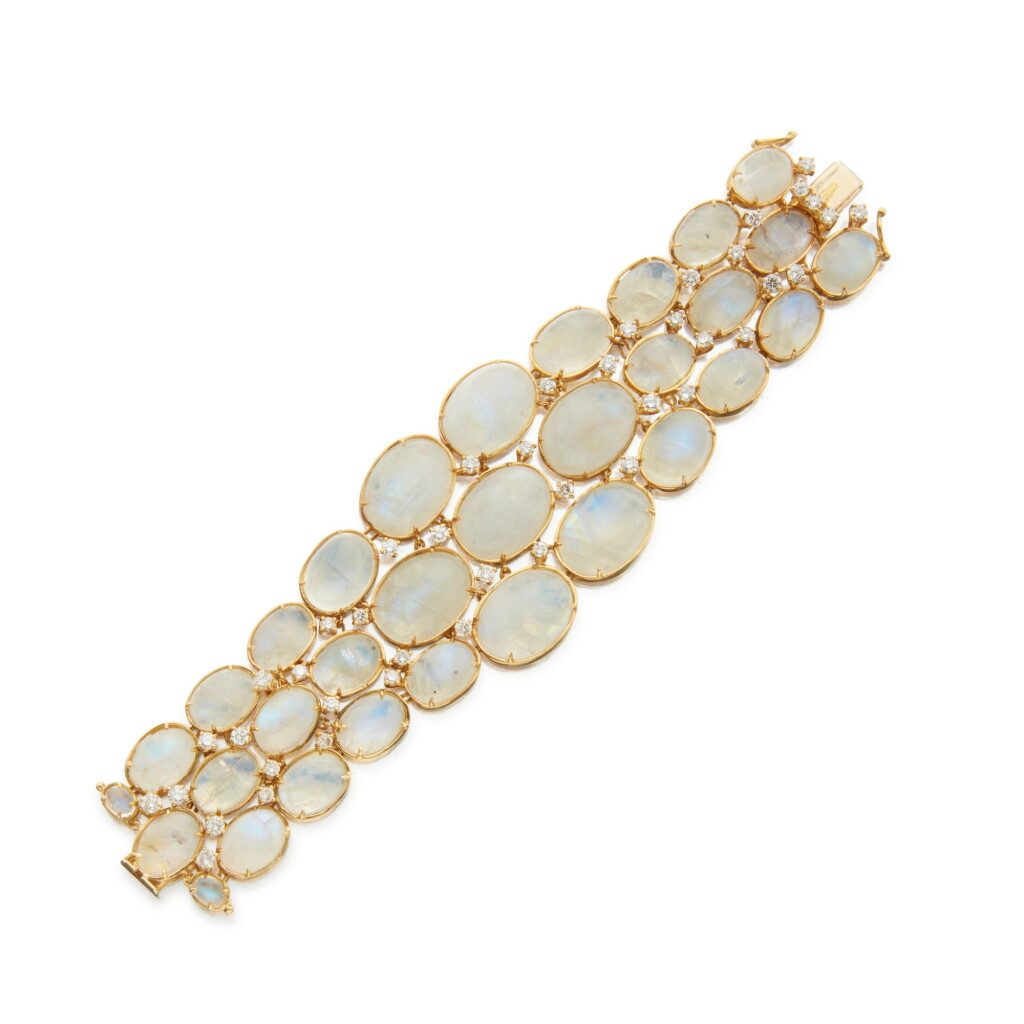 View full screen - View 1 of Lot 202. Moonstone and Diamond Bracelet.