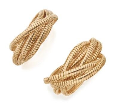View full screen - View 1 of Lot 44. TWO GOLD BRACELETS, ONE BY WEINGRILL.