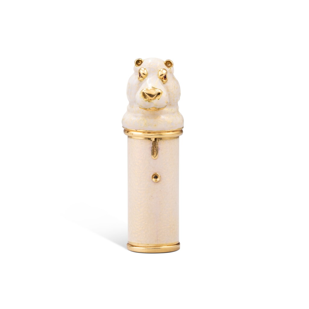 View full screen - View 1 of Lot 60. A gold and enamel perfume flacon in the shape of a hippopotamus, Gucci, Italy, circa 1980,.