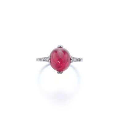 View full screen - View 1 of Lot 745. Ruby and diamond ring, circa 1920.
