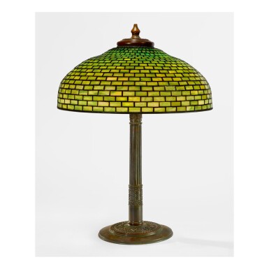 View full screen - View 1 of Lot 59. TIFFANY STUDIOS | "GEOMETRIC" TABLE LAMP.