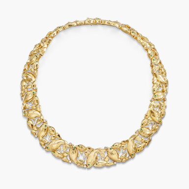 View full screen - View 1 of Lot 1629. Emerald and Diamond Necklace | 卡地亞 | 祖母綠 配 鑽石 項鏈.