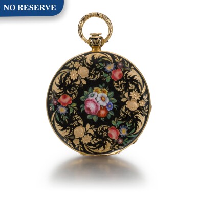 View full screen - View 1 of Lot 250. ROBERT MELLY & CIE | A GOLD AND ENAMEL OPEN-FACED CYLINDER WATCH CIRCA 1830, NO. 2900.