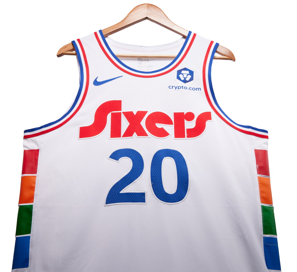 全萤幕检视 - 查看14Jared McCain Philadelphia 76ers 2024-2025 Game Worn City Edition Jersey | Matched to 2 Games 的1