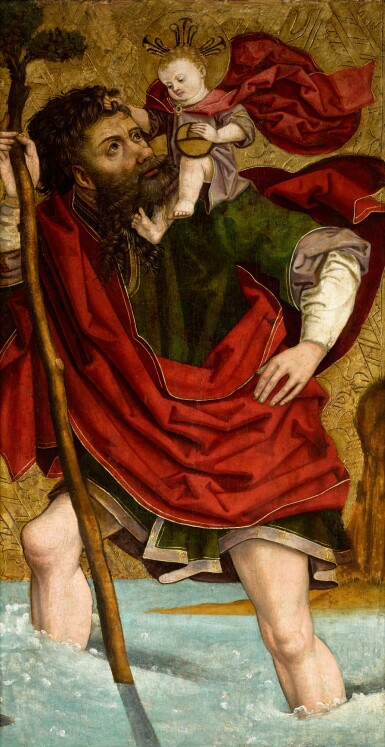 View full screen - View 1 of Lot 409. Saint Christopher carrying the Christ Child.
