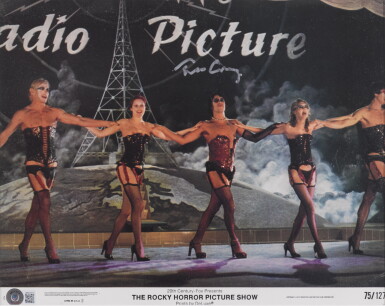 View full screen - View 1 of Lot 179. The Rocky Horror Picture Show (1975), lobby card number 4, US, signed by Tim Curry, US.