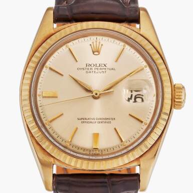 View full screen - View 1 of Lot 483. Reference 1601 Datejust | A yellow gold automatic wristwatch with date, Circa 1963.