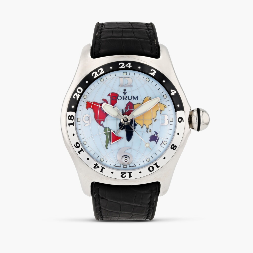 View full screen - View 1 of Lot 437. Bubble, reference 383.150.20, stainless steel wristwatch with dual time zone and date, circa 2000.
