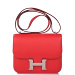 Hermès Rouge de Coeur Constance 18cm of Epsom Leather with Palladium Hardware