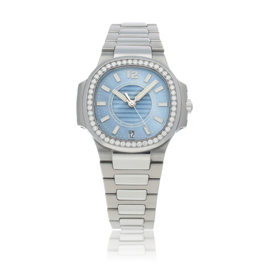 View full screen - View 1 of Lot 535. Nautilus, Ref 7008/1A-001 Stainless steel and diamond-set wristwatch with date Circa 2011.