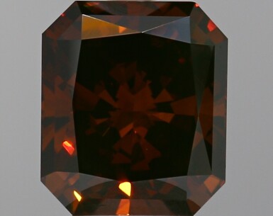 View full screen - View 1 of Lot 40. A 2.00 Carat Fancy Dark Orangy Brown Cut-Cornered Rectangular Diamond.