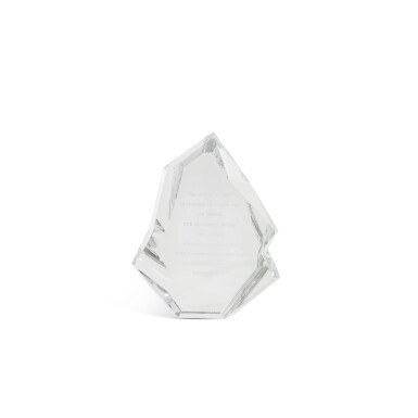 View full screen - View 1 of Lot 166. Sir Peter Ustinov CBE's Britannia Award, by Baccarat, 1992 | The Britannia Award de Sir Peter Ustinov CBE, par Baccarat, 1992.