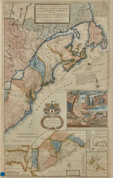 View full screen - View 1 of Lot 32. Herman Mill, a handcolored copy of the celebrated Beaver map.