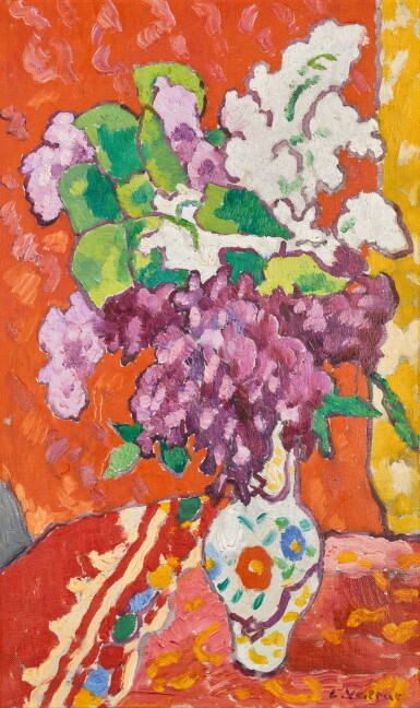 View full screen - View 1 of Lot 282. Vase de porcelaine, lilas.