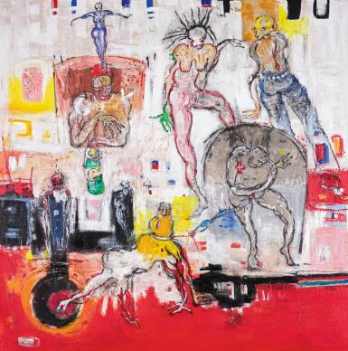 View full screen - View 1 of Lot 34. DOMINIQUE ZINKPÈ | LES VILLAGOIS .