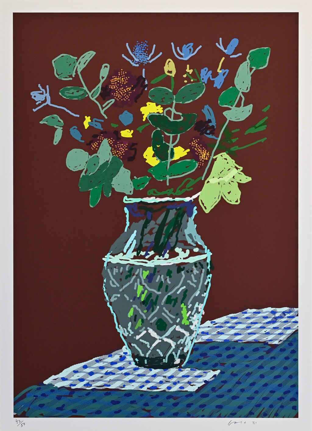 View full screen - View 1 of Lot 117. 25th March 2021, Flowers on the Table Edge.