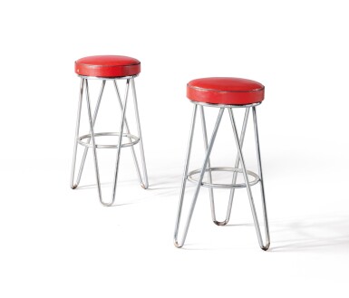 View full screen - View 1 of Lot 34. Pair of bar stools, model B 114, 1930.