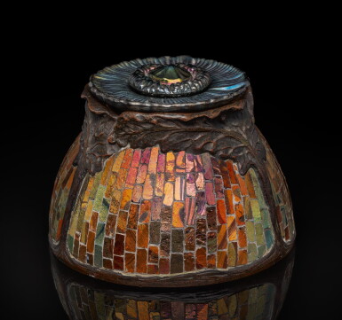 View full screen - View 1 of Lot 405. TIFFANY STUDIOS | "POPPY" MOSAIC INKSTAND.