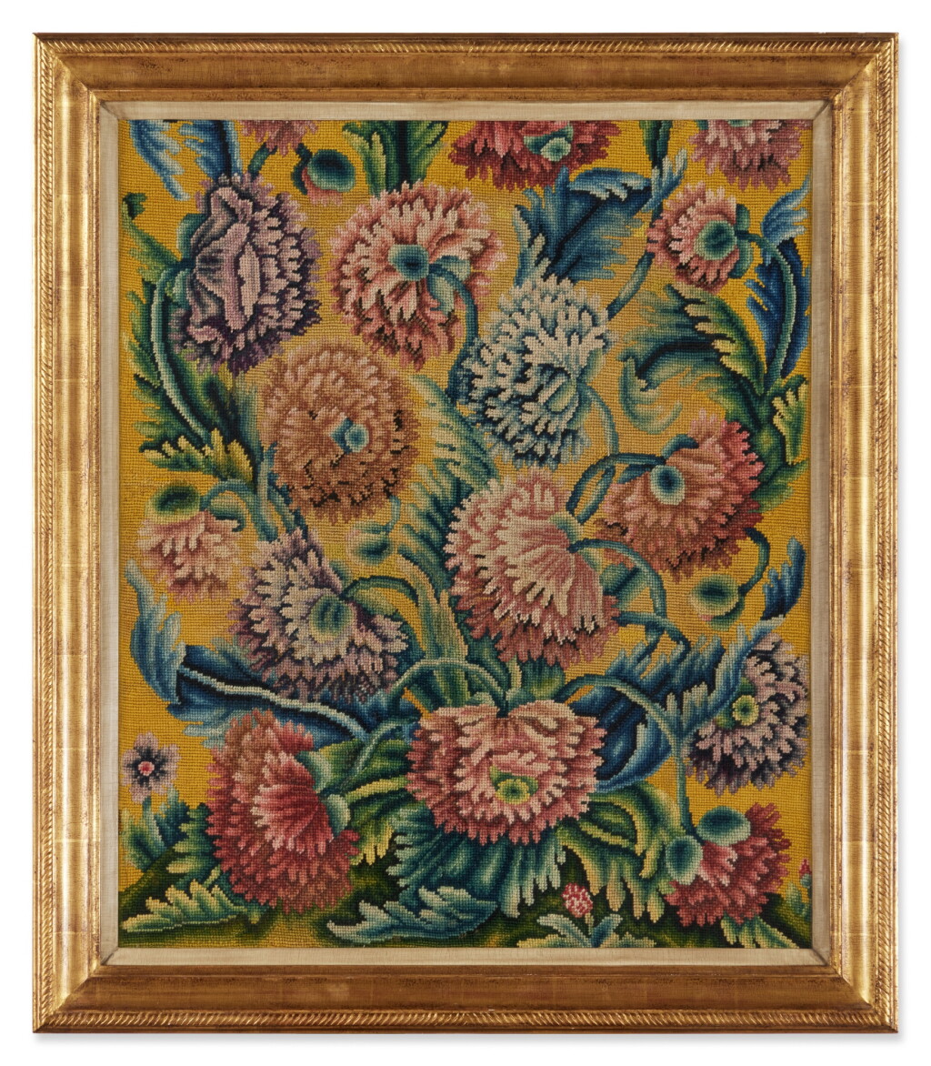 View full screen - View 1 of Lot 1535. A French Louis XV Needlework Panel, Mid-18th Century.