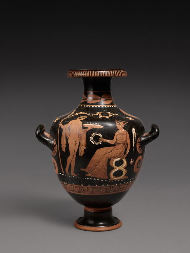View full screen - View 1 of Lot 40. An Apulian Red-figured Hydria, circle of the Darius and Underworld Painters, circa 320 B.C..