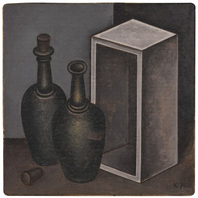 View full screen - View 1 of Lot 109. DMITRI KRASNOPEVTSEV | STILL LIFE WITH TWO BOTTLES AND A BOX.