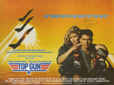 View full screen - View 1 of Lot 168. TOP GUN (1986) POSTER, BRITISH, SIGNED BY TOM CRUISE.