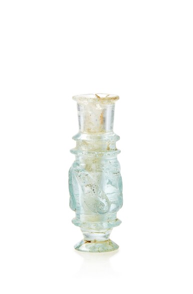 View full screen - View 1 of Lot 7. A Fatimid carved aquamarine flask, Egypt, 10th/11th century.
