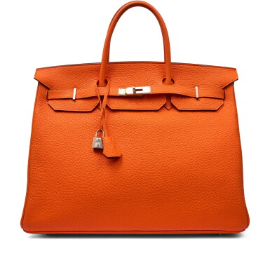 Voir en plein écran - Voir 1 du lot 1318. Orange Clemence Birkin 40 Palladium Hardware, 2009.