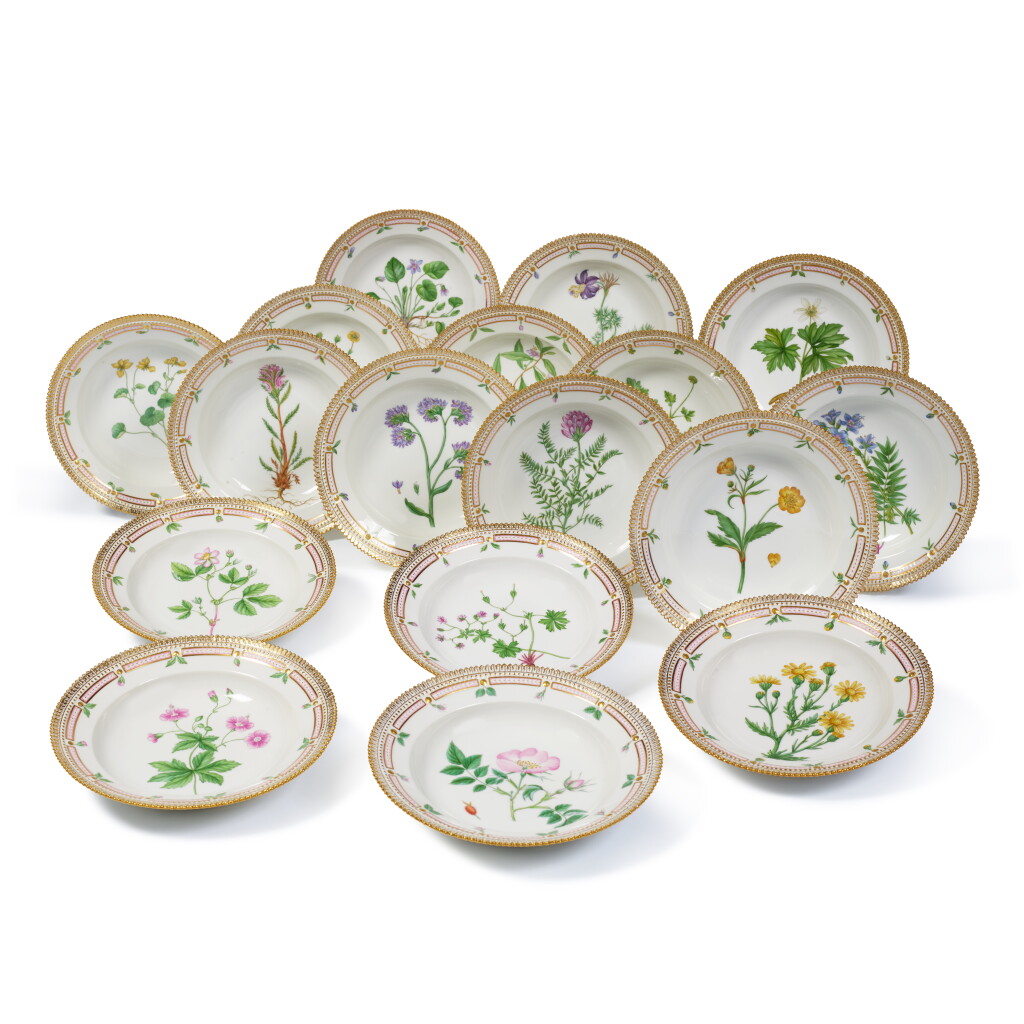 View full screen - View 1 of Lot 1169. Eighteen Royal Copenhagen 'Flora Danica' Deep Plates, Modern.