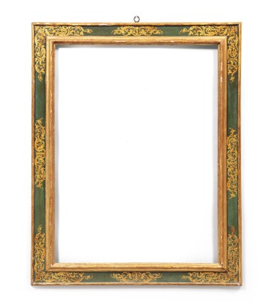 View full screen - View 1 of Lot 90. An Italian parcel-gilt and green painted cassetta frame, late 16th - early 17th century .