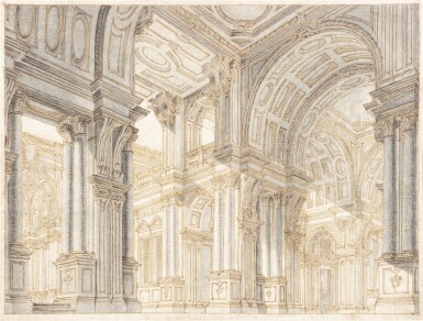 View full screen - View 1 of Lot 156. An architectural fantasy of a Palace with vaulted porticos.