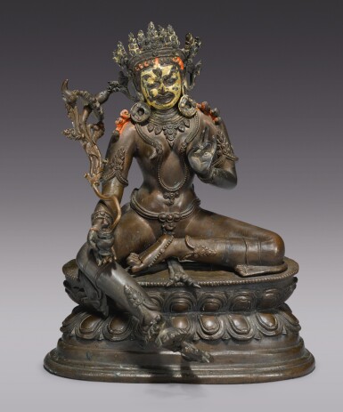 View full screen - View 1 of Lot 336. A COPPER ALLOY FIGURE OF RED TARA, TIBETO-CHINESE, 19TH CENTURY .