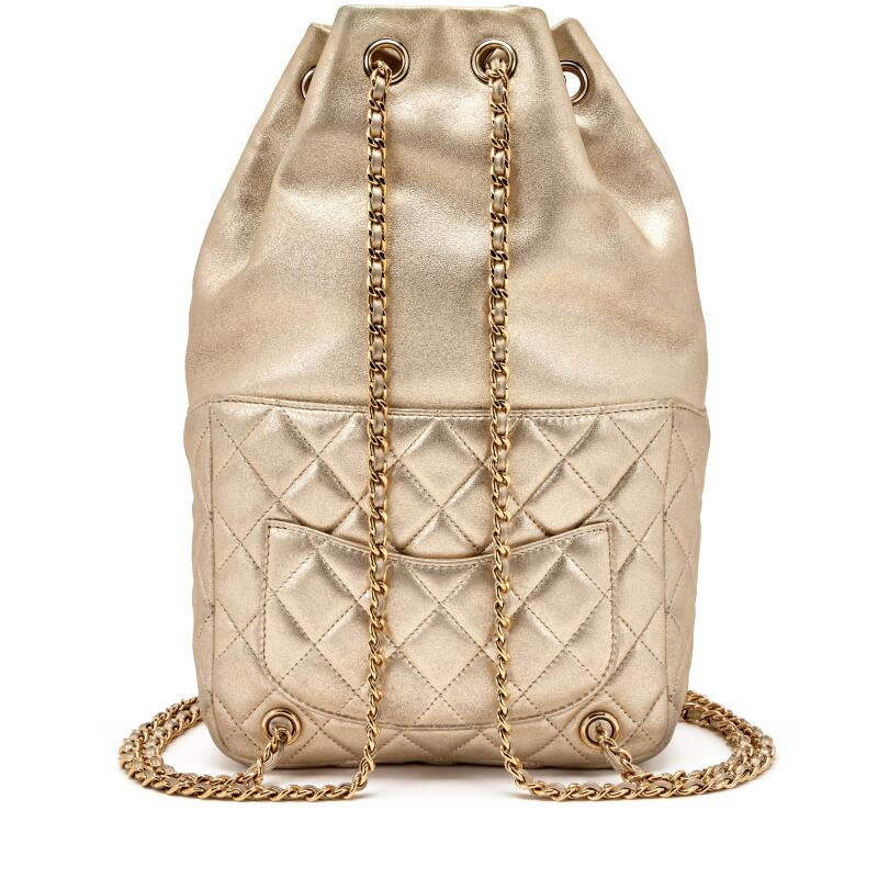 chanel leather backpack 2015 2015-2016 Pink Calfskin Shearling Paris-Salzburg Mountain Backp Chanel Metallic Gold Quilted Lambskin