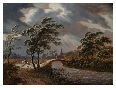 View full screen - View 1 of Lot 515. Landscape with a rising storm.