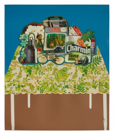 View full screen - View 1 of Lot 306. CHRISTIAN HOLSTAD | TAKE STANDS 3 (FOREST FIRE, BLUE SKY, LOCUST ON WHITE SPINDLE LEGS).