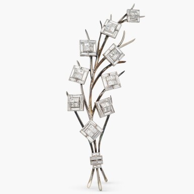 View full screen - View 1 of Lot 30. Diamond Brooch 鑽石 胸針.