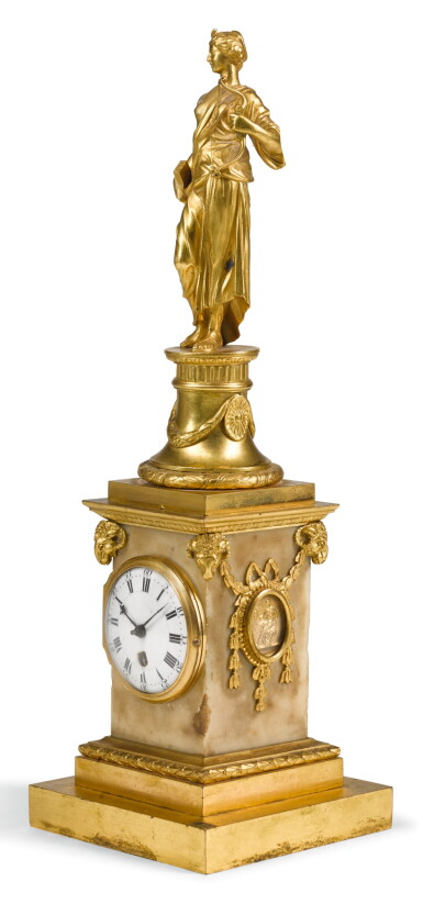 View full screen - View 1 of Lot 106. A GEORGE III WHITE MARBLE AND ORMOLU TIMEPIECE, MATTHEW BOULTON, CIRCA 1775.