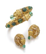 GOLD, EMERALD AND DIAMOND DEMI-PARURE | ZOLOTAS, 1960S