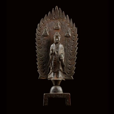 View full screen - View 1 of Lot 76. A MAGNIFICENT, LARGE AND EXTREMELY RARE BRONZE VOTIVE FIGURE OF MAITREYA NORTHERN WEI DYNASTY, DATED 3RD YEAR OF THE JINGMING PERIOD (IN ACCORDANCE WITH 502) | 北魏 銅彌勒佛立像 《景明三年四月二十日》款.