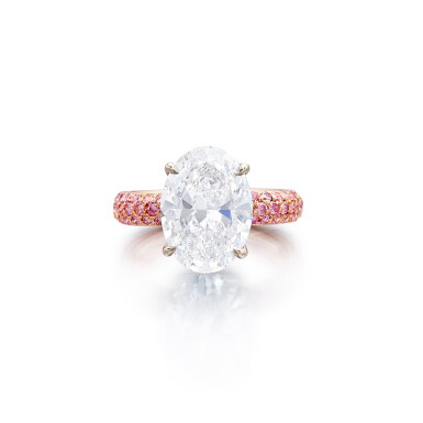 View full screen - View 1 of Lot 269. Diamond Ring | 5.19克拉 椭圓形 D色 內部無瑕 鑽石 戒指.
