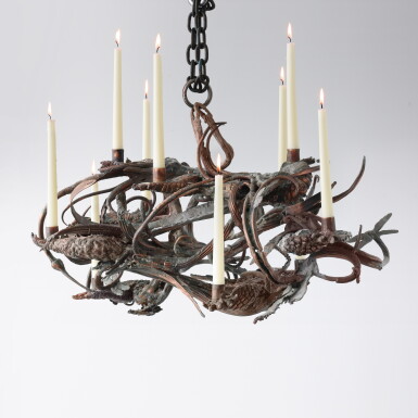View full screen - View 1 of Lot 33. A Unique "Crocodile et Papillon" Ten-Light Chandelier.