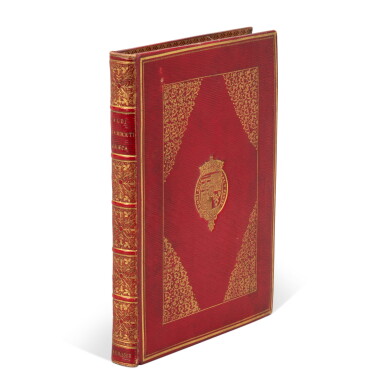 View full screen - View 1 of Lot 897. Manuzio, Romani Grammaticae institutiones, Venice, Aldo & Torresano, 1515, Parisian long-grained red morocco by François Bozerian Jeune, Duke of Sutherland copy.