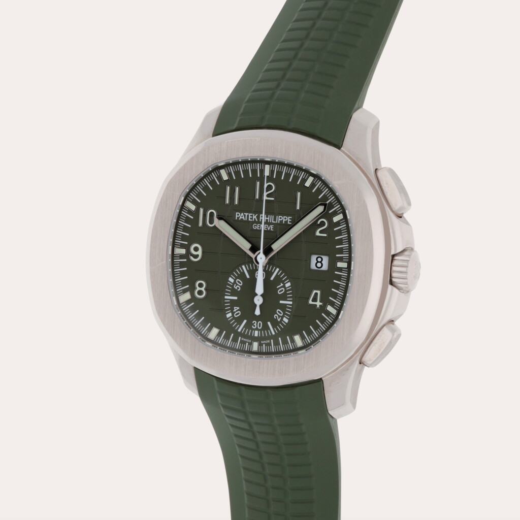 View full screen - View 1 of Lot 67. Aquanaut, Reference 5968G-010 | A white gold flyback chronograph wristwatch with date | Circa 2021.