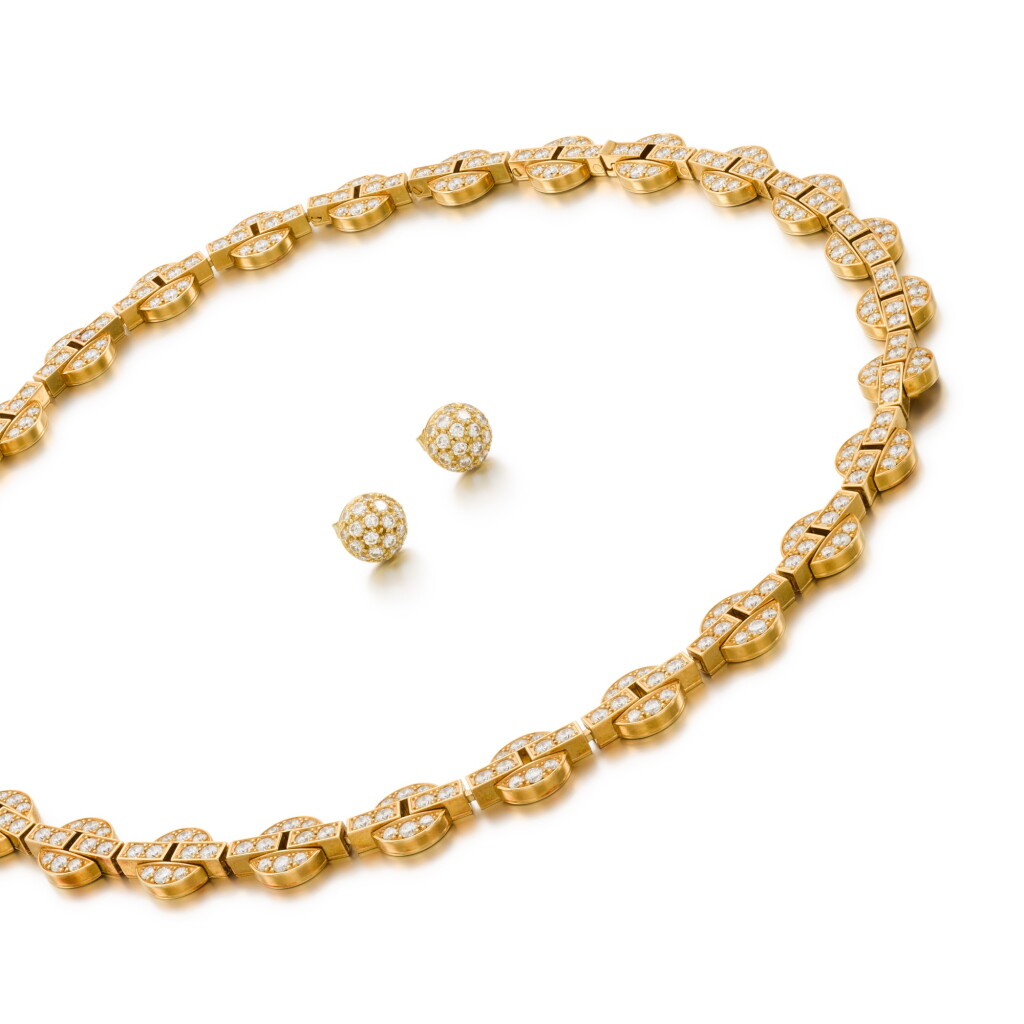 View full screen - View 1 of Lot 76. Diamond Necklace, 'Orissa' and a Pair of Diamond Earrings.