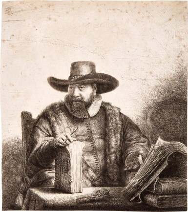 View full screen - View 1 of Lot 41. Cornelis Claesz Anslo, Preacher (B., Holl. 271; New Holl. 197; H. 187).
