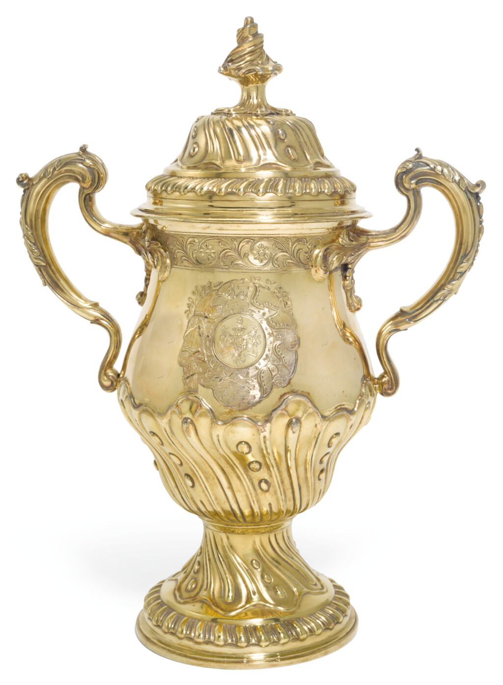 View full screen - View 1 of Lot 133. THE HAREWOOD CUP. A GEORGE III SILVER-GILT CUP AND COVER, JAMES YOUNG, LONDON, 1790.